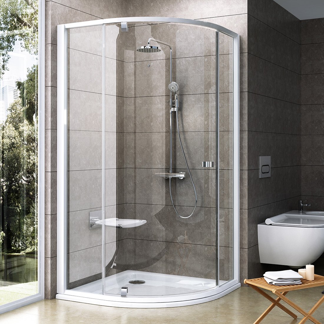 Душевой уголок Ravak Pivot 100 см PSKK3-100 белый+transparent фото