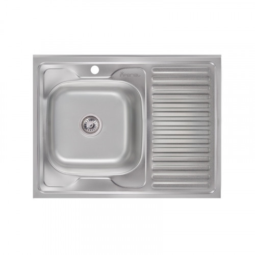 Кухонная мойка одночашевая с крылом накладная Imperial 6080-L Decor 06 (IMP6080L06DEC) фото