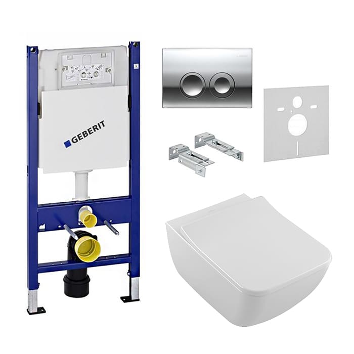 Комплект инсталляция с унитазом Geberit Duofix UP182 (458.161.21.1) + Villeroy&boch Legato Soft Close Slim DirectFlush (5663RS01) фото