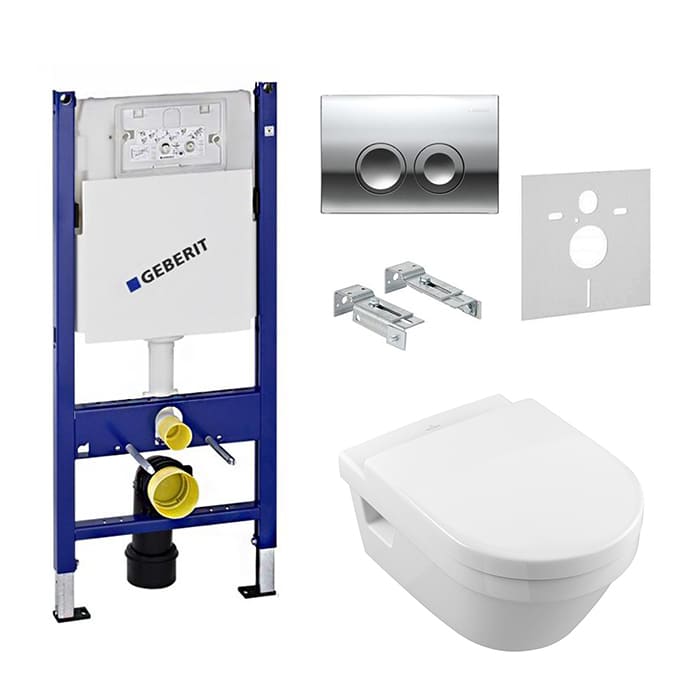 Комплект инсталляция с унитазом Geberit Duofix UP182 (458.161.21.1) + Villeroy&Bosh Omnia Architectura Soft Close DirectFlush (5684HR01) фото
