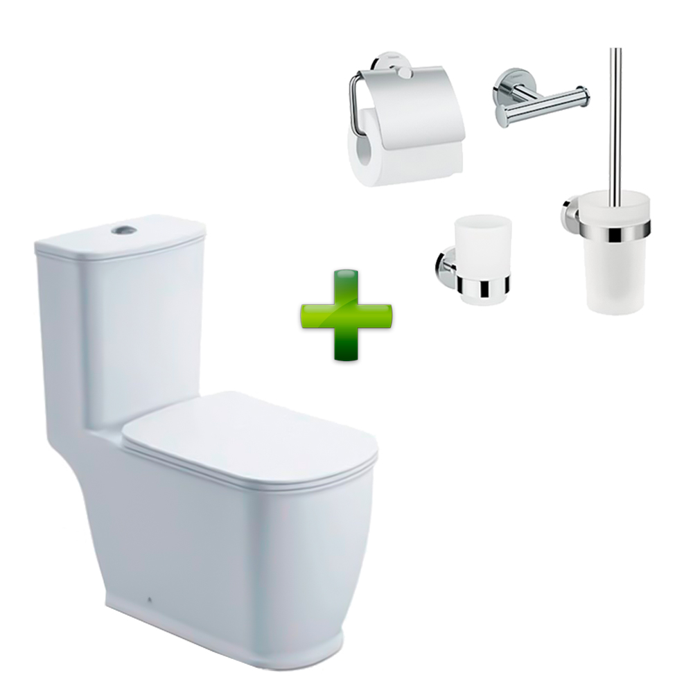 Унитаз-компакт Volle Puerta Rim Duroplast Soft Close + Набор аксессуаров для ванной Hansgrohe Logis фото