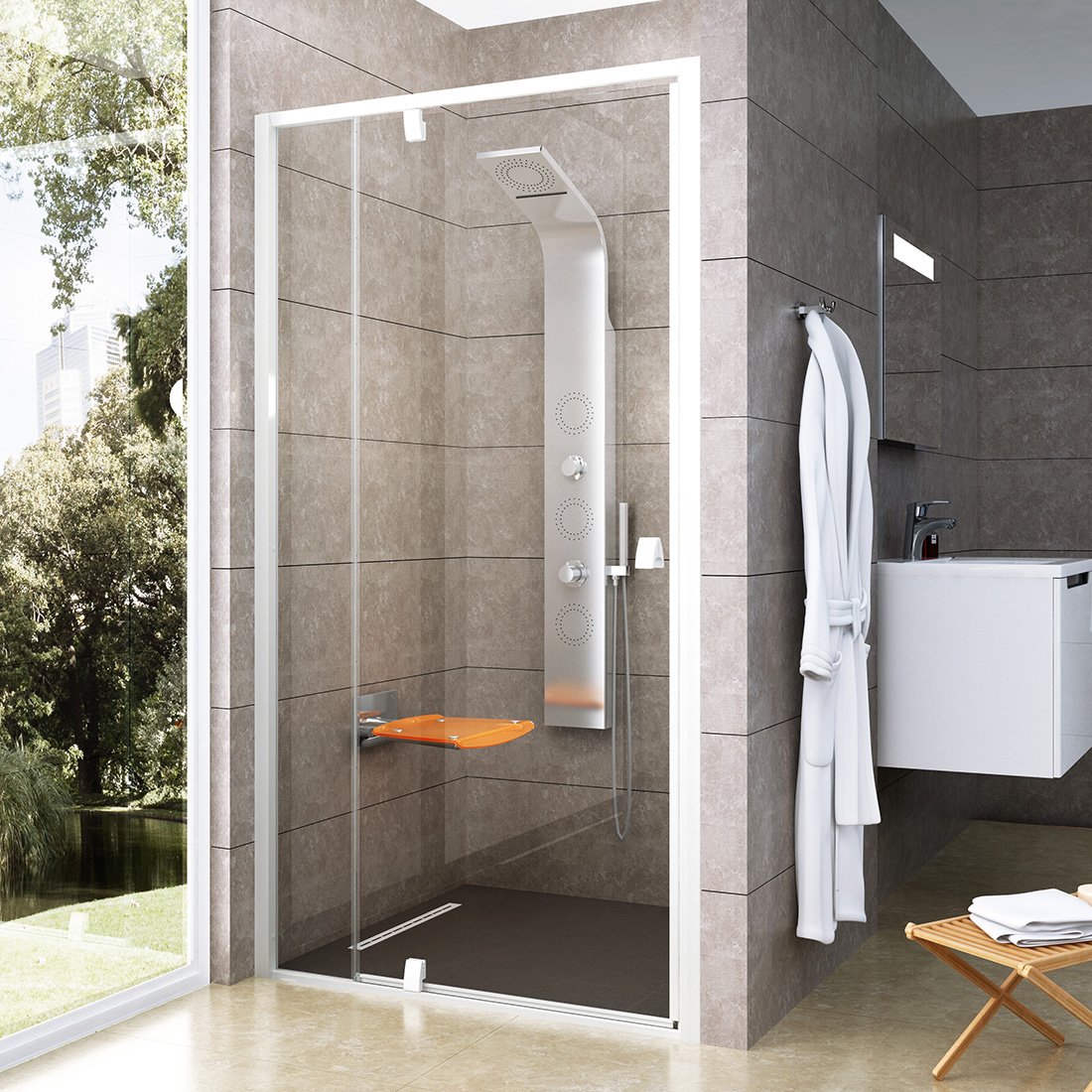 Душевые двери Ravak Pivot 110  PDOP2-110 белые+transparent фото