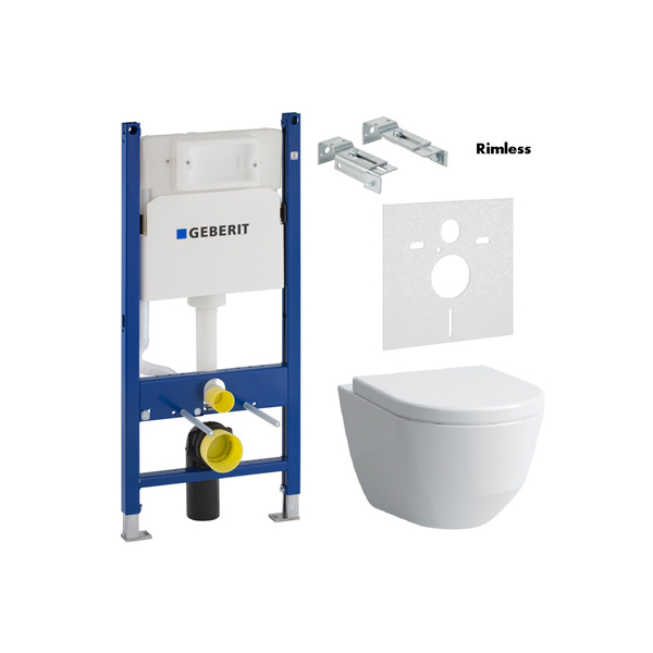 Набор инсталляция для унитаза Geberit + унитаз Laufen Pro Rimless H8209660000001 + сиденье Soft Close (H820966+H896951+458.126.00.1) фото
