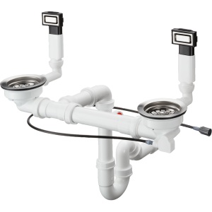 Сифон для кухонной мойки Hansgrohe D15-12 с автоматическим комплектом слив-перелив (43942800) фото