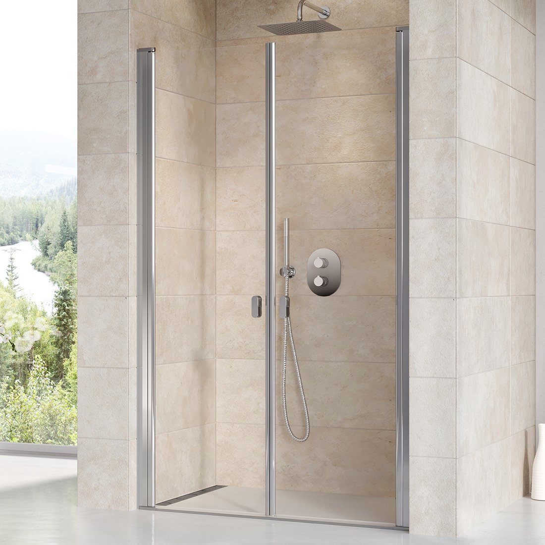 Душевые двери Ravak Chrome 110 см CSDL2-110 полированный алюминий+transparent фото