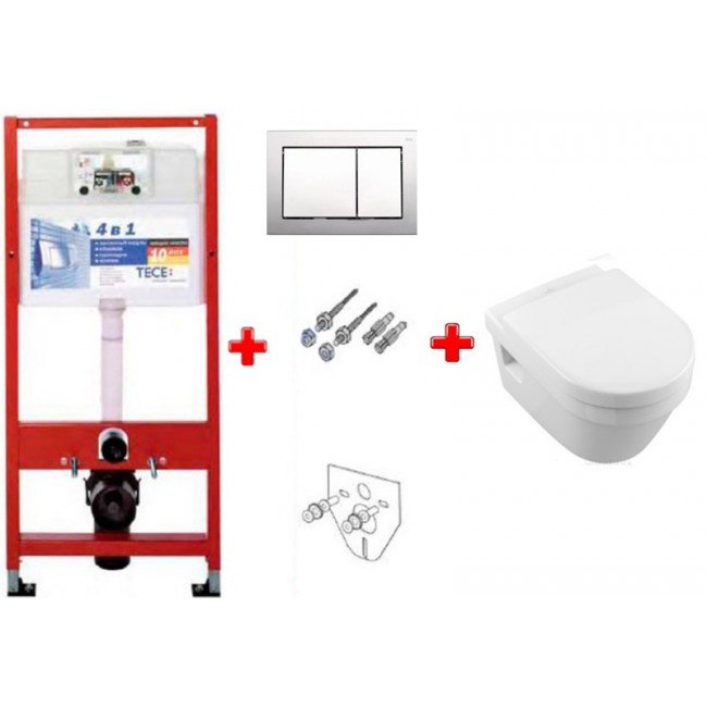 Комплект инсталляции TECE Base 4в1 + унитаз Villeroy&Boch Omnia Architectura DirectFlush + сиденье Soft Close (9400006+5684HR01N) фото