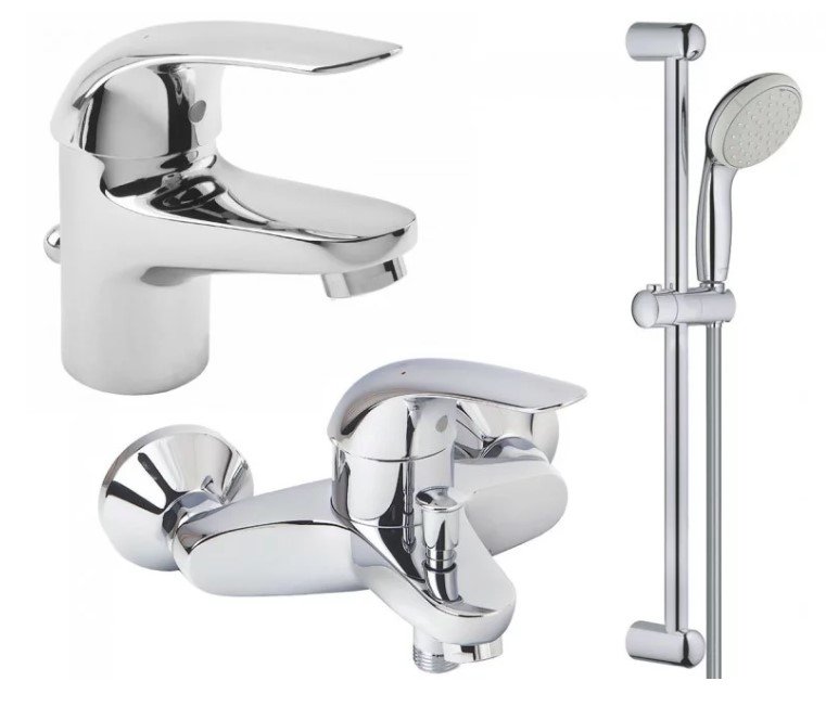 Набор смесителей 3 в 1 Grohe Euroeco для ванны и душа (123226S) фото