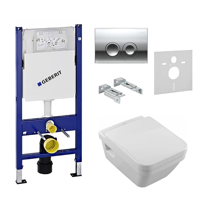 Комплект инсталляция с унитазом Geberit Duofix UP182 (458.161.21.1) + Villeroy&boch Architectura Soft Close DirectFlush (5685HR01) фото