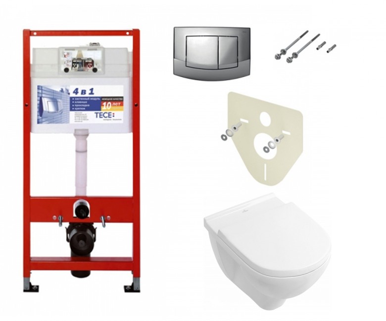 Комплект инсталляции TECE 4в1 + унитаз Villeroy&Boch O.Novo DirectFlush + сиденье (9400005+5660HR01N) фото