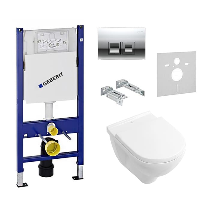 Комплект инсталляция с унитазом Geberit Duofix UP182 (458.168.21.1) + Villeroy&boch O.novo Soft Close DirectFlush (5660HR01) фото