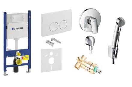 Инсталляционная система Geberit 458.126.00.1  + набор гигиенического душа Hansgrohe (G10511HG7) фото