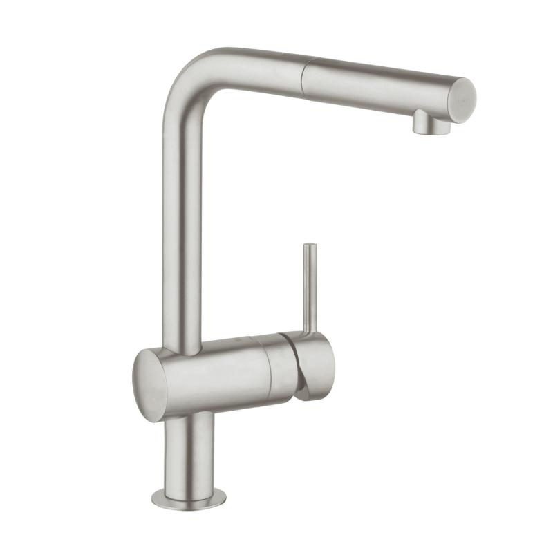 Смеситель кухонный Grohe Minta выдвижной излив матовый хром (32168DC0) фото