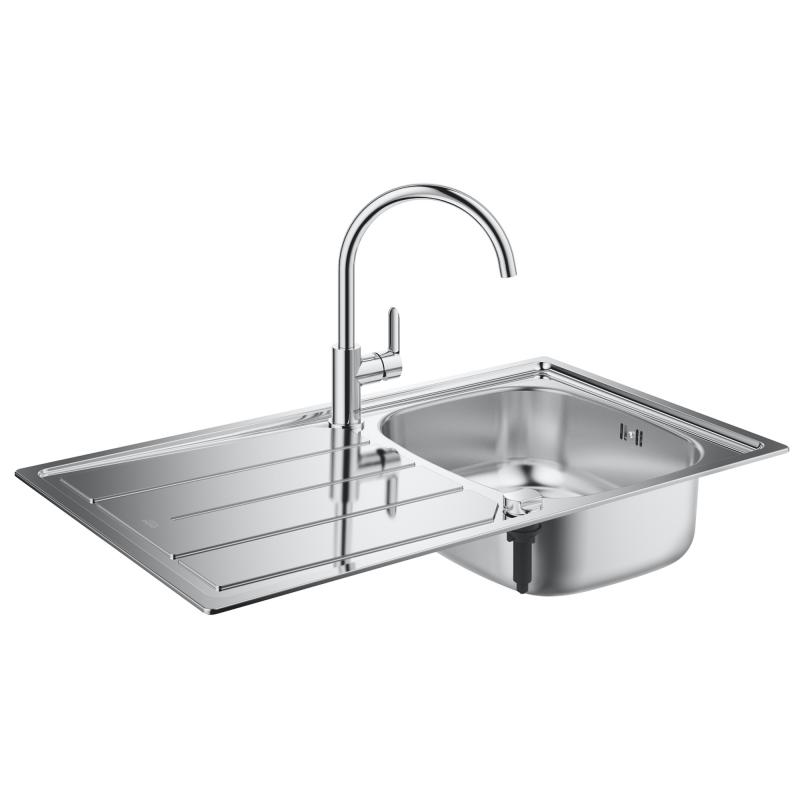 Кухонная мойка из нержавеющей стали со смесителем Grohe Bau полированная (31562SD0) фото